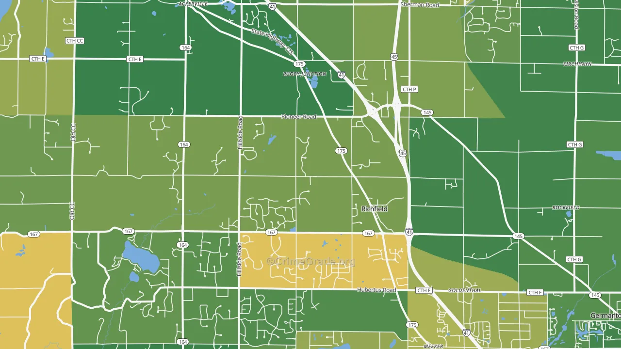 Richfield, WI Map of Vandalism Rates