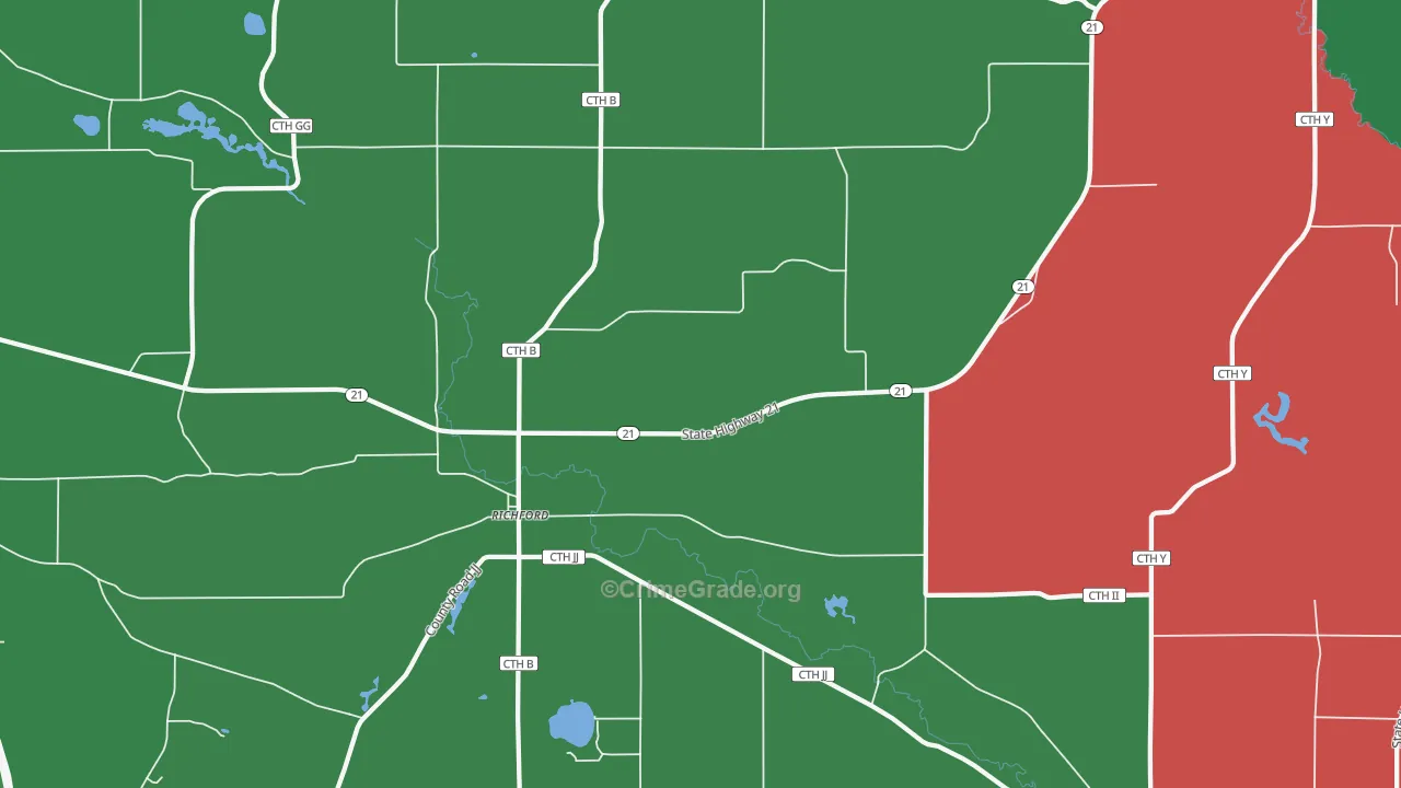 Richford, WI Map of Vandalism Rates
