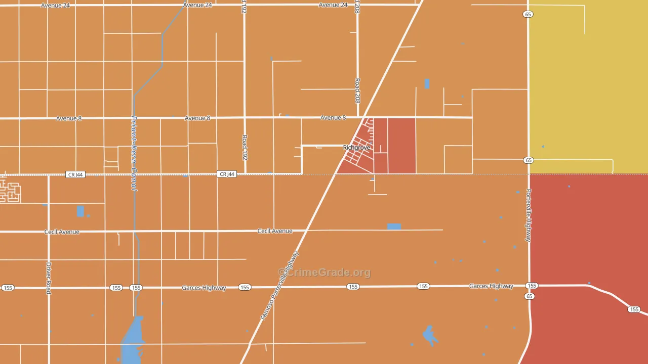 Richgrove, CA Map of Vandalism Rates
