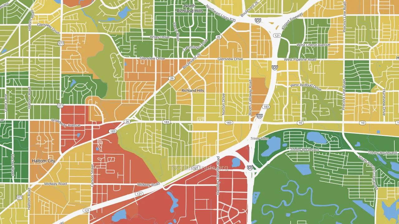 Richland Hills, TX Map of Vandalism Rates