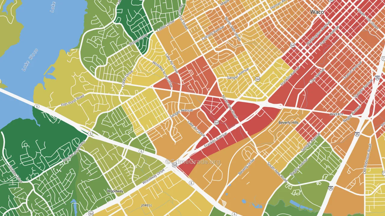 Richland Hills, Waco, TX Map of Vandalism Rates