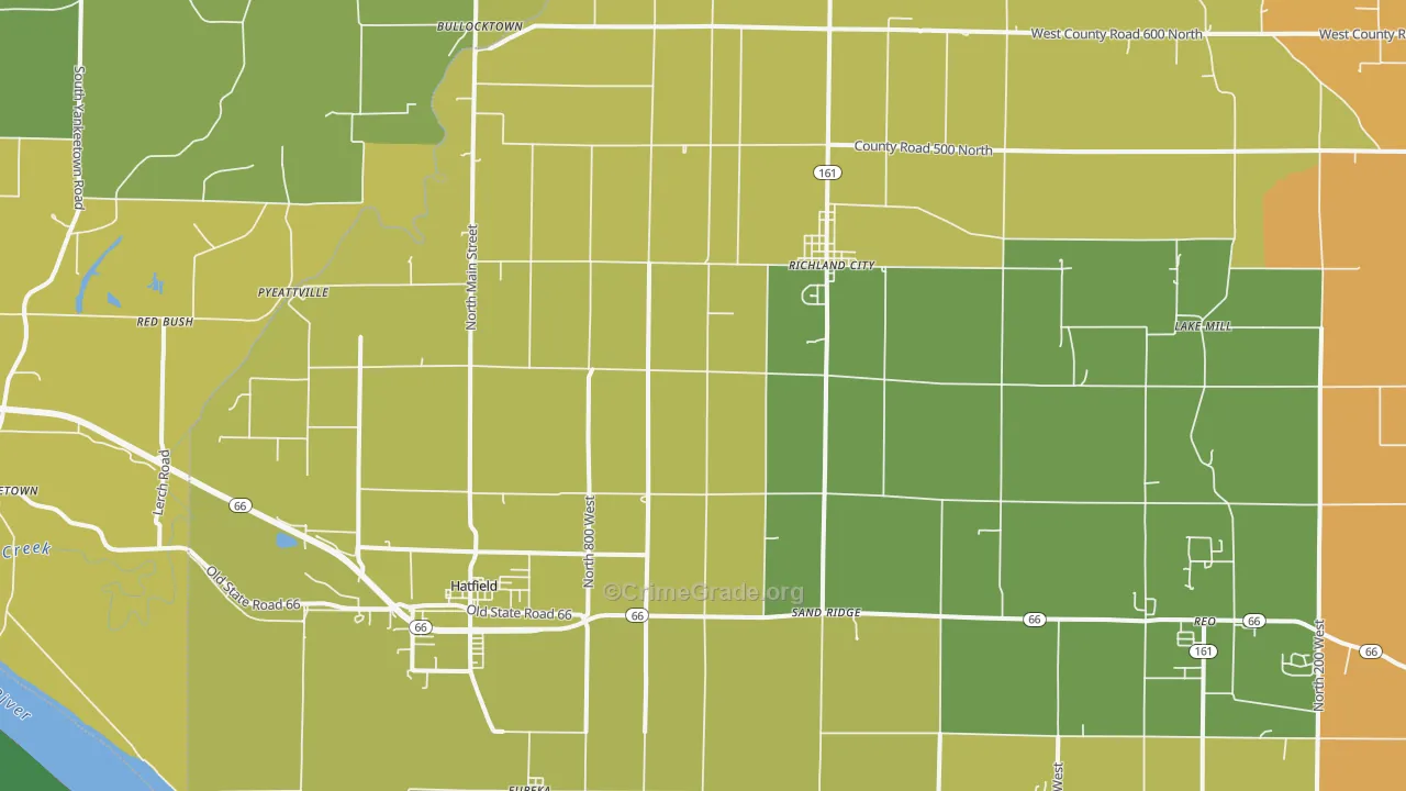 Richland, IN Map of Vandalism Rates