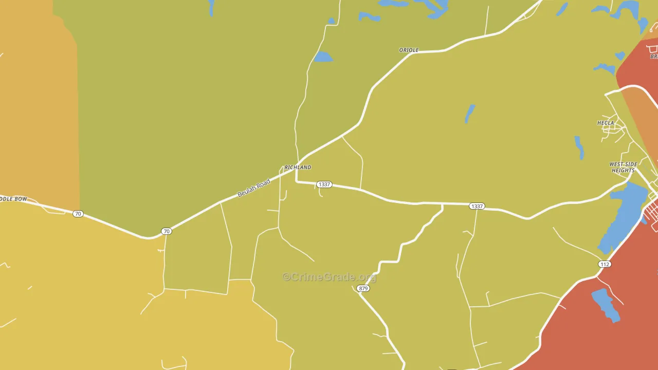Richland, KY Map of Vandalism Rates