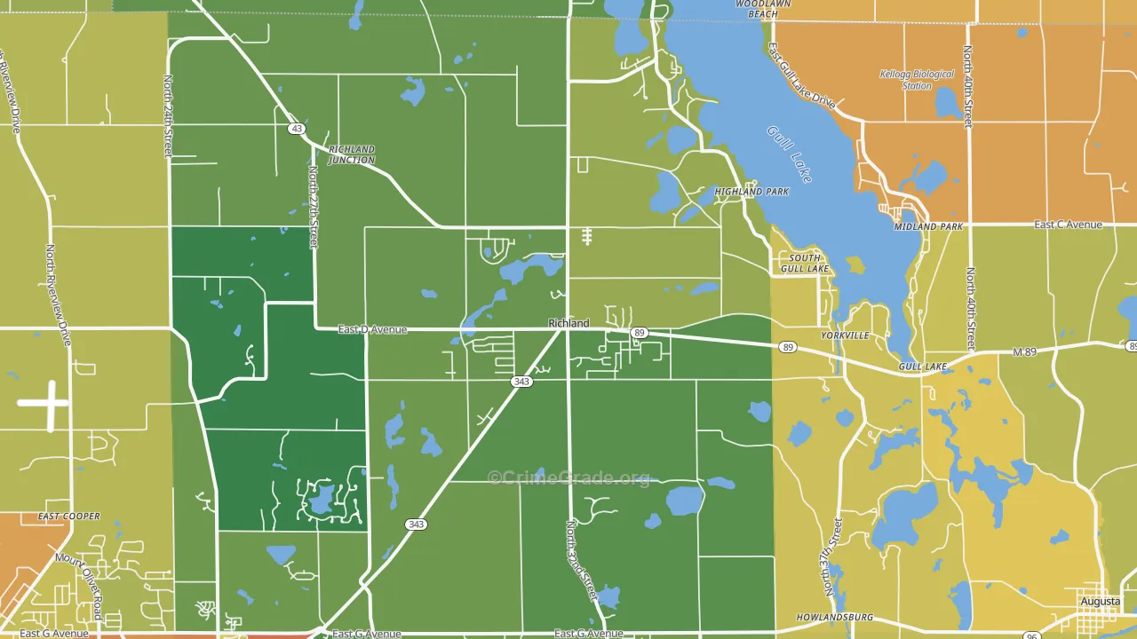 Richland, MI Map of Vandalism Rates