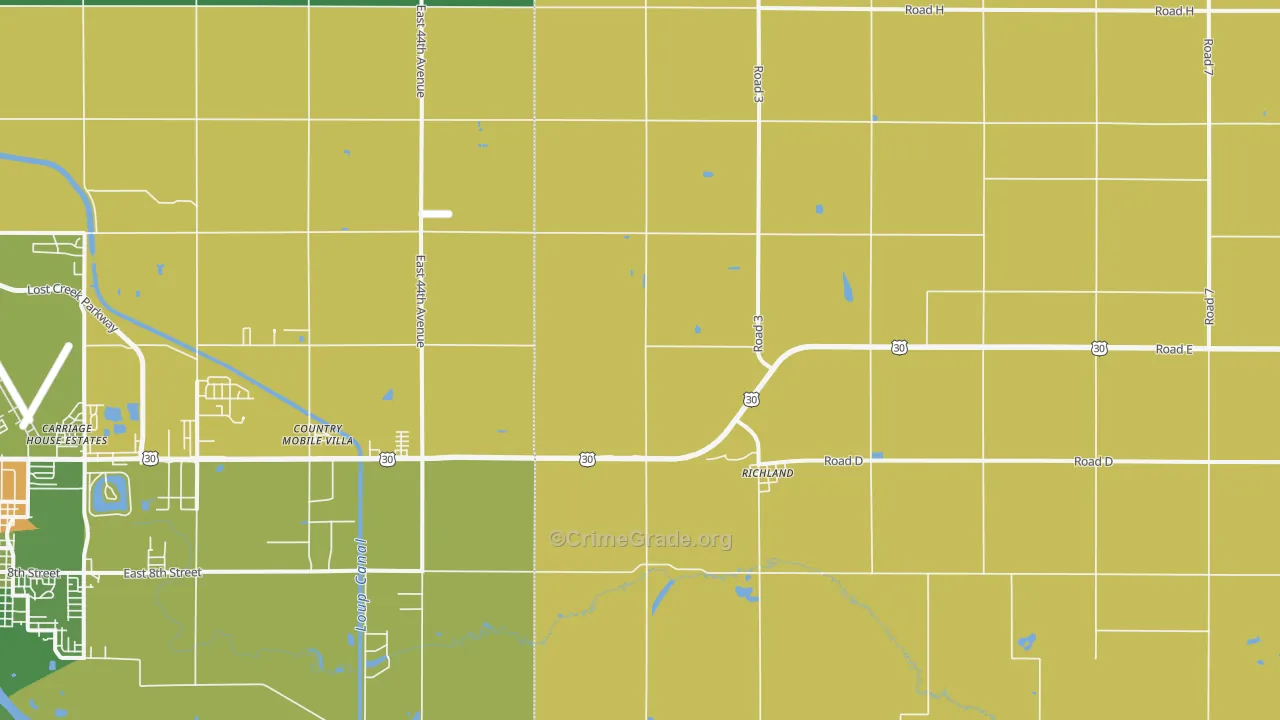 Richland, NE Map of Vandalism Rates