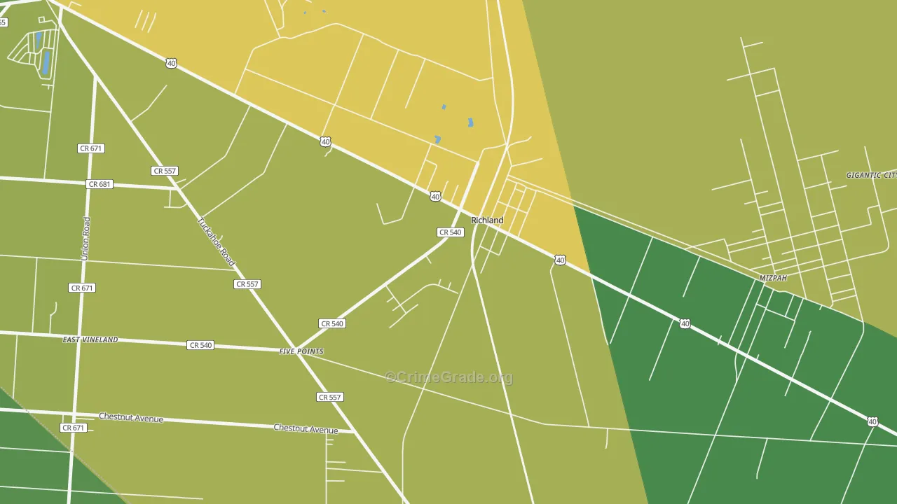 Richland, NJ Map of Vandalism Rates