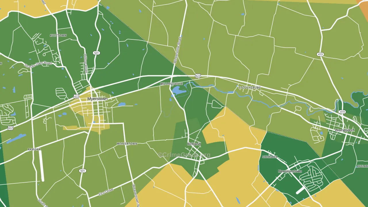 Richland, PA Map of Vandalism Rates