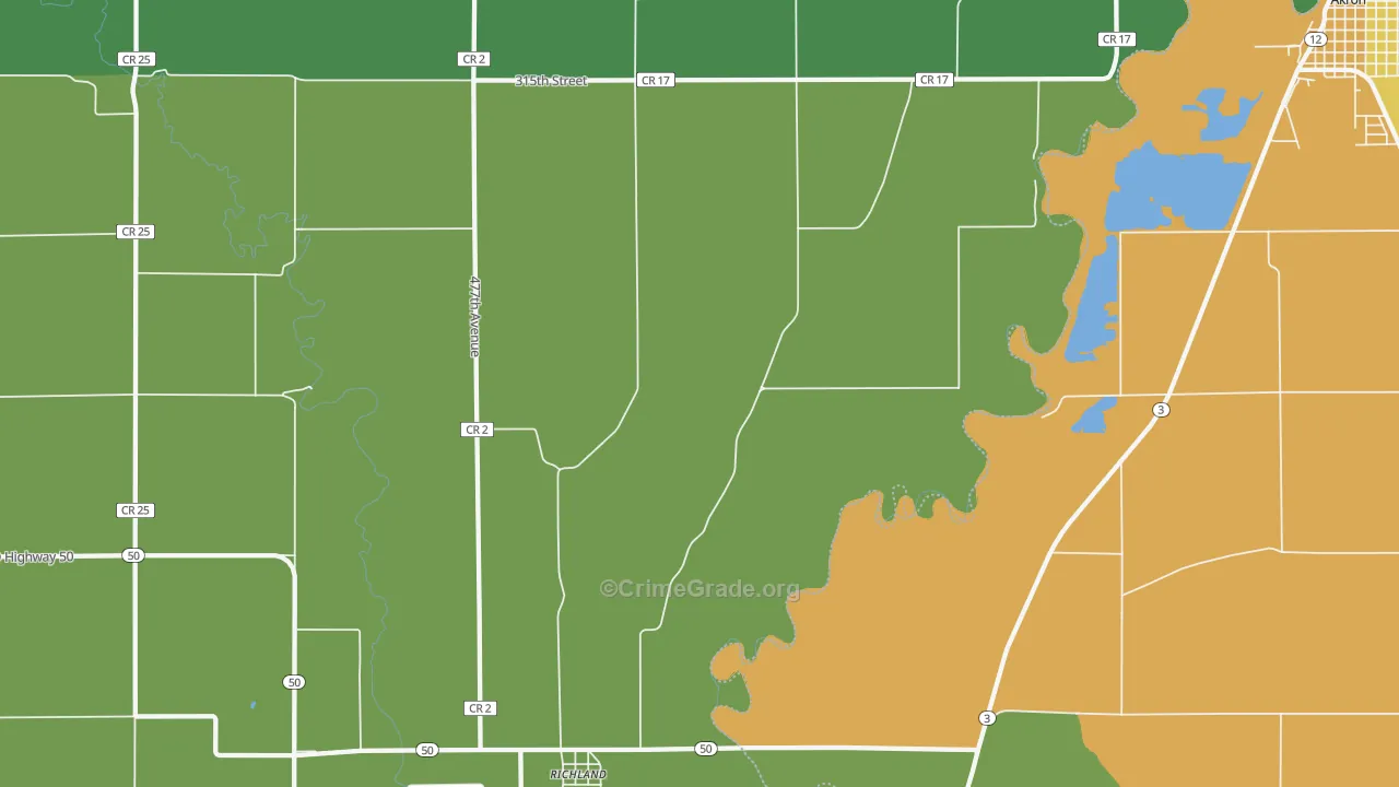 Richland, SD Map of Vandalism Rates