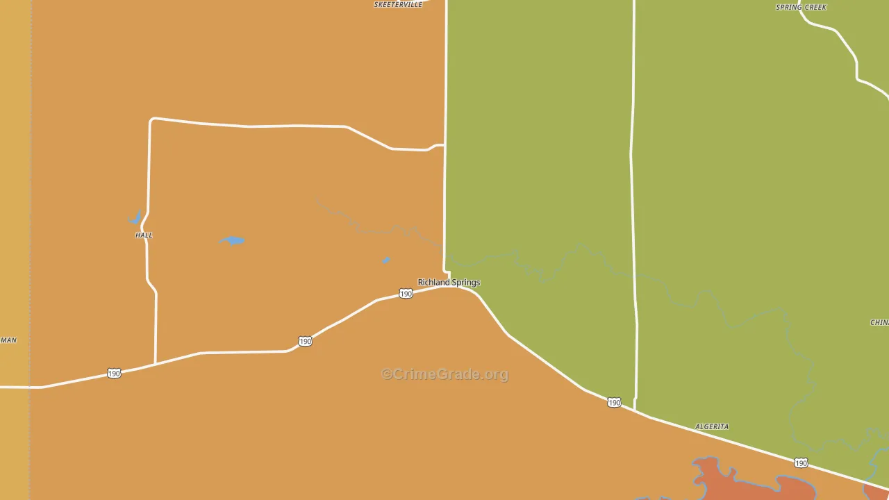 Richland Springs, TX Map of Vandalism Rates
