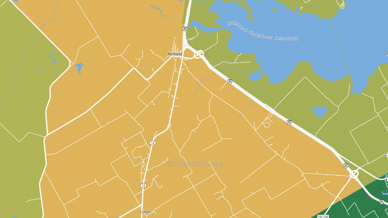 Richland, TX Map of Vandalism Rates