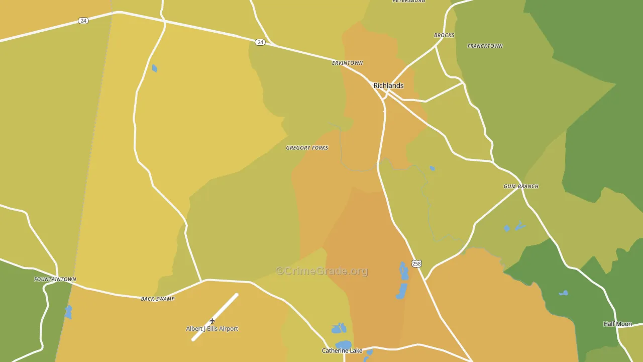 Richlands, NC Map of Vandalism Rates