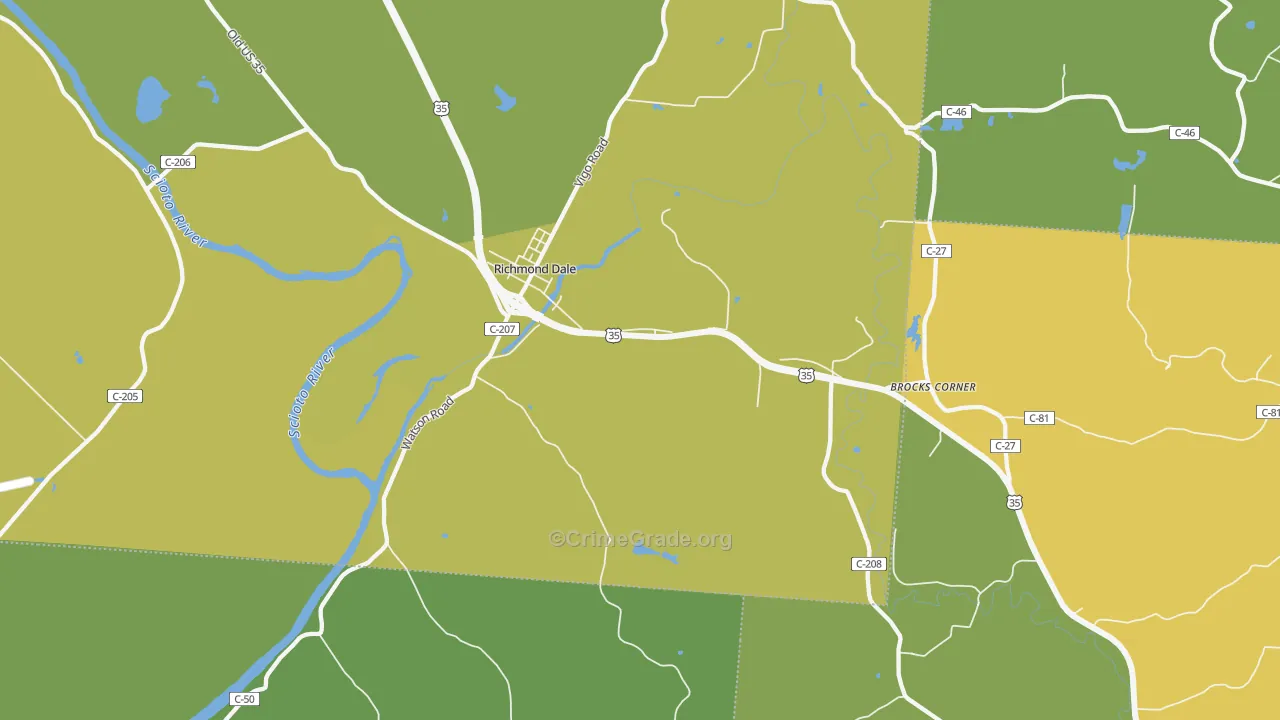 Richmond Dale, OH Map of Vandalism Rates
