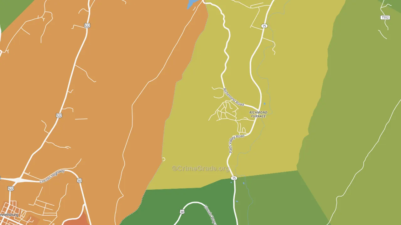 Richmond Furnace, PA Map of Vandalism Rates