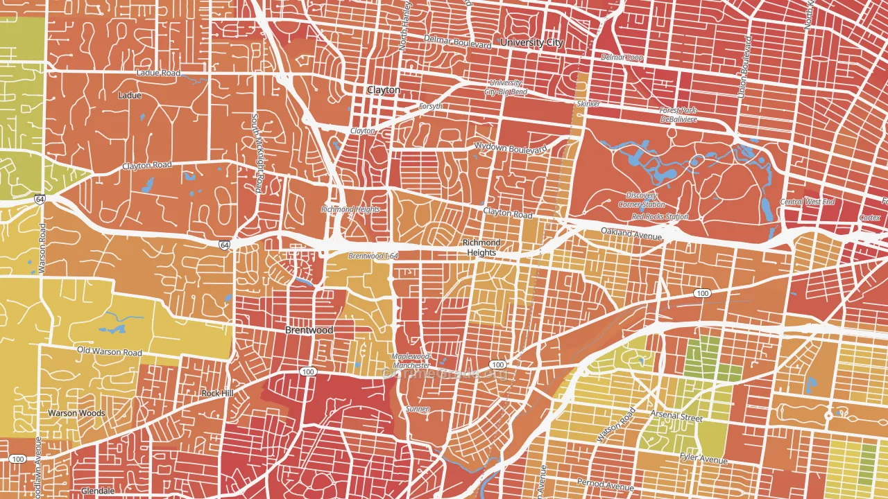 Richmond Heights, MO Map of Vandalism Rates