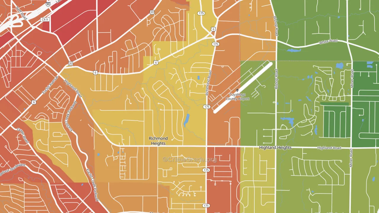 Richmond Heights, OH Map of Vandalism Rates