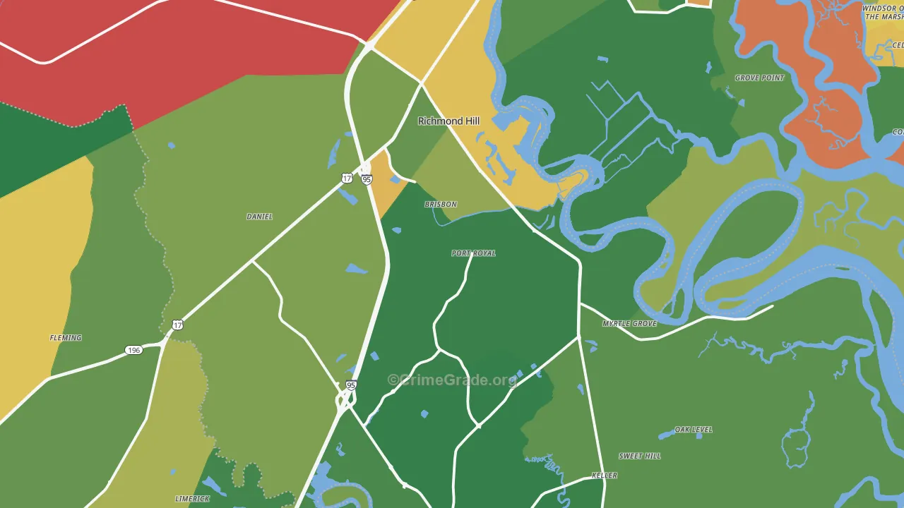 Richmond Hill, GA Map of Vandalism Rates
