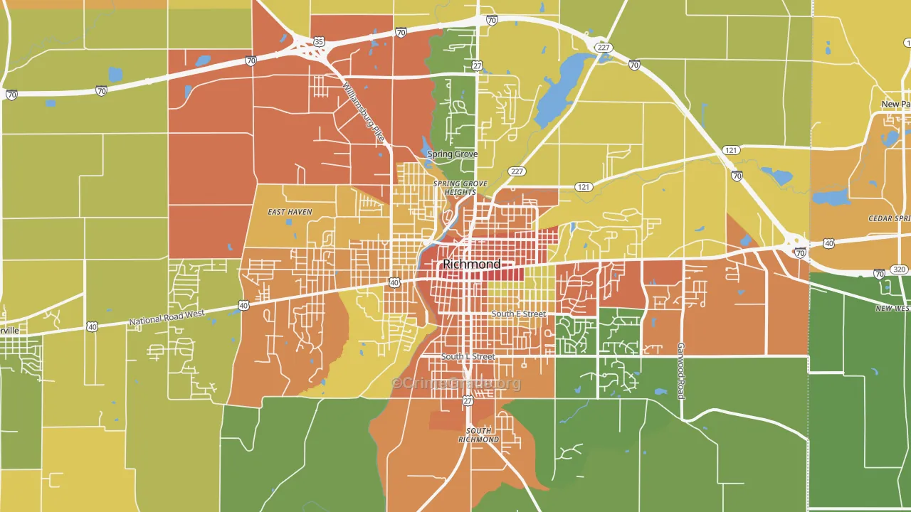 Richmond, IN Map of Vandalism Rates
