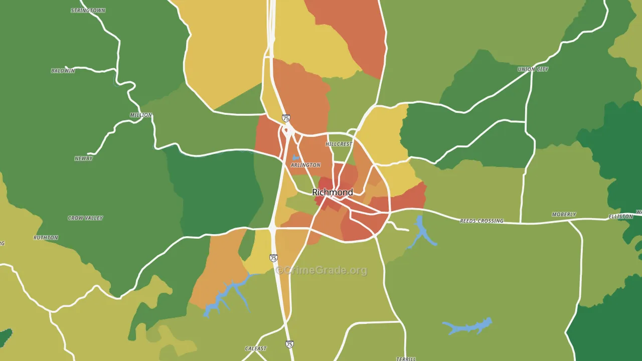 Richmond, KY Map of Vandalism Rates