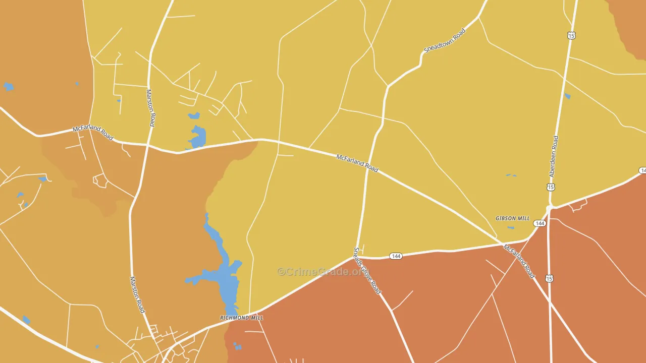 Richmond Mills, NC Map of Vandalism Rates