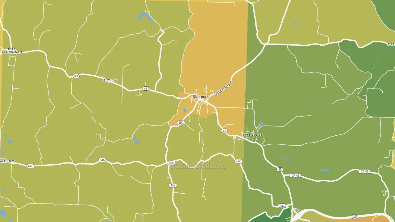 Richmond, OH Map of Vandalism Rates
