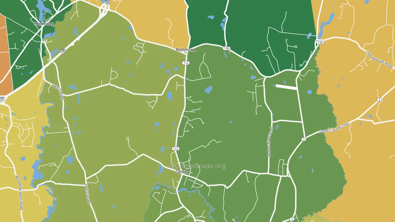 Richmond, RI Map of Vandalism Rates