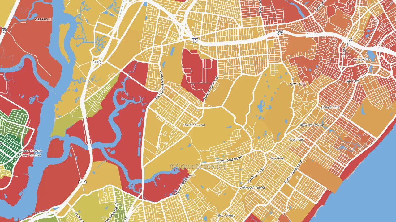 Richmondtown, Staten Island, NY Map of Vandalism Rates