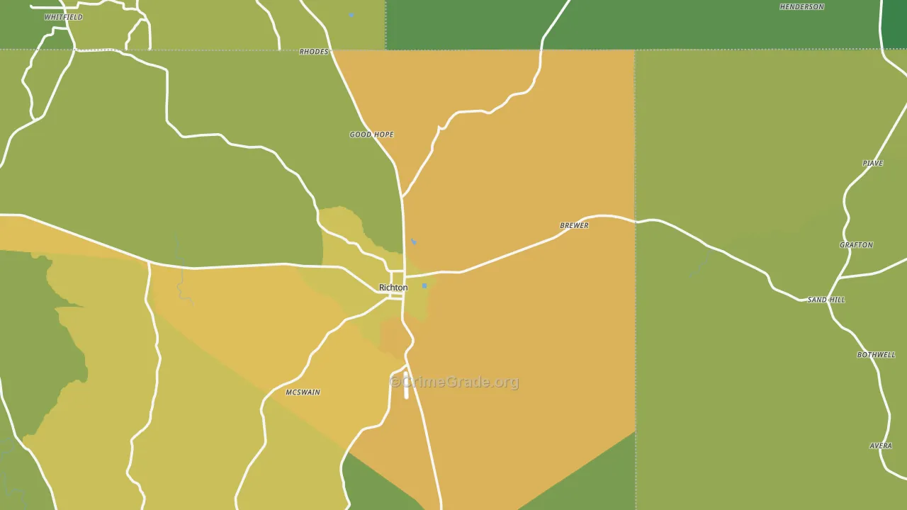 Richton, MS Map of Vandalism Rates