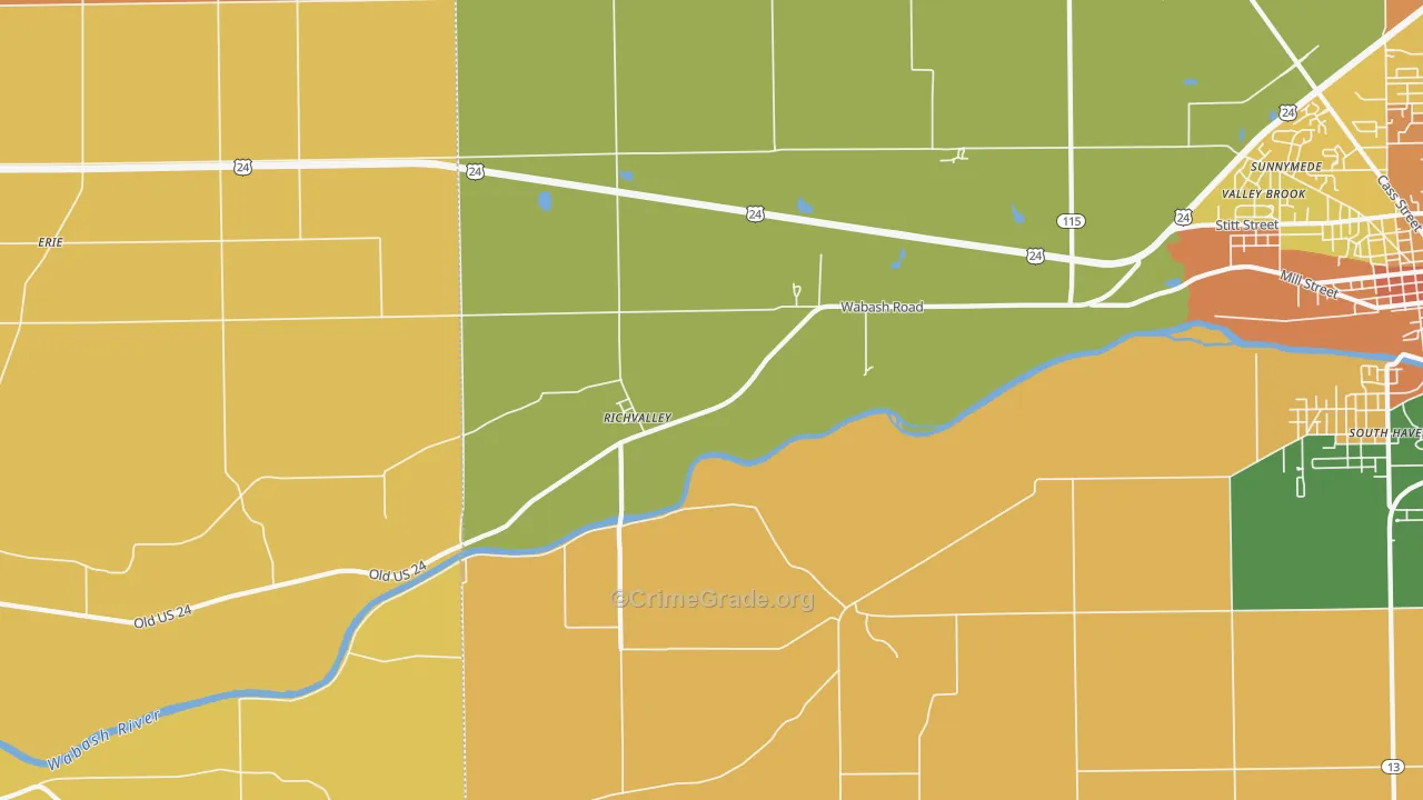 Richvalley, IN Map of Vandalism Rates