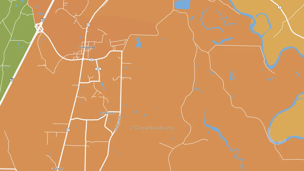 Richwood, AR Map of Vandalism Rates
