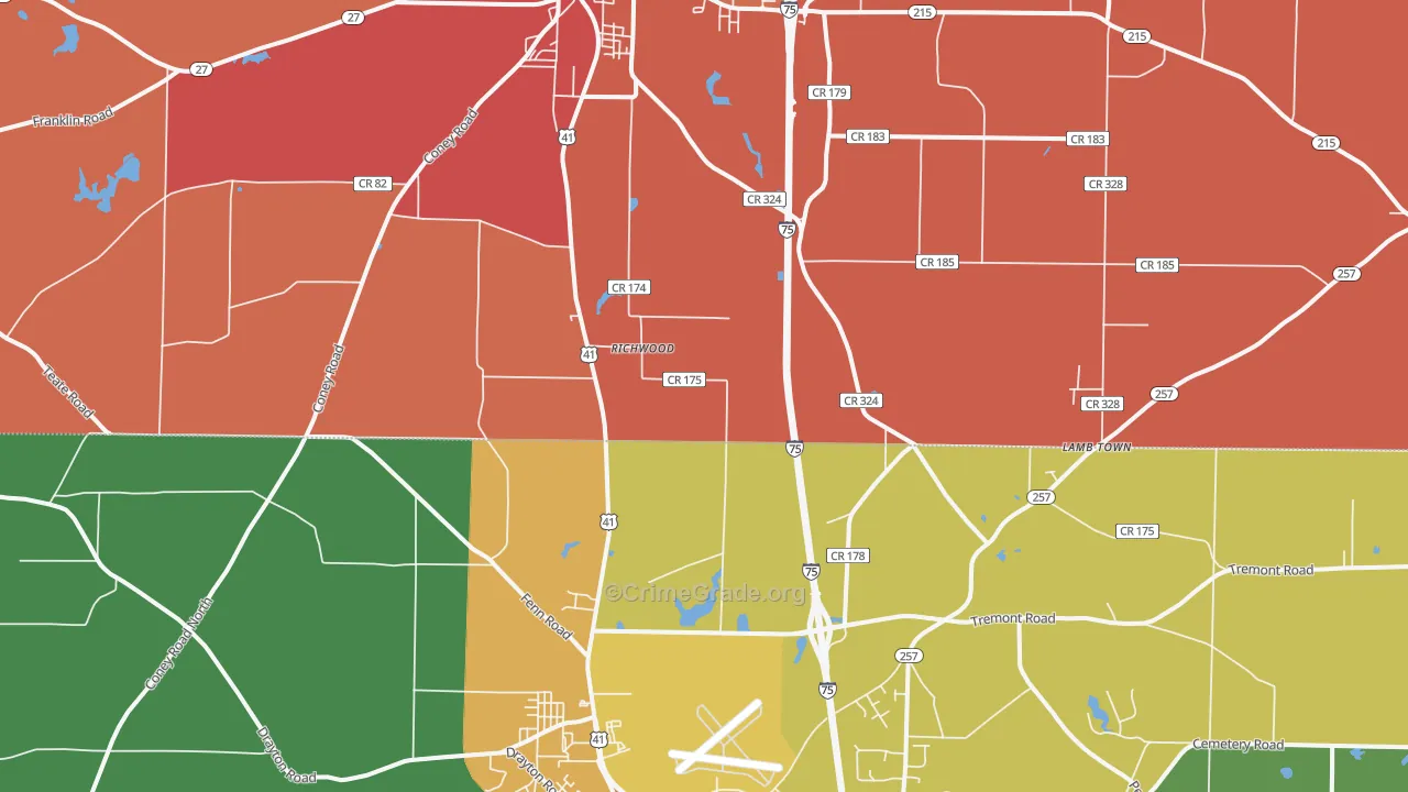 Richwood, GA Map of Vandalism Rates