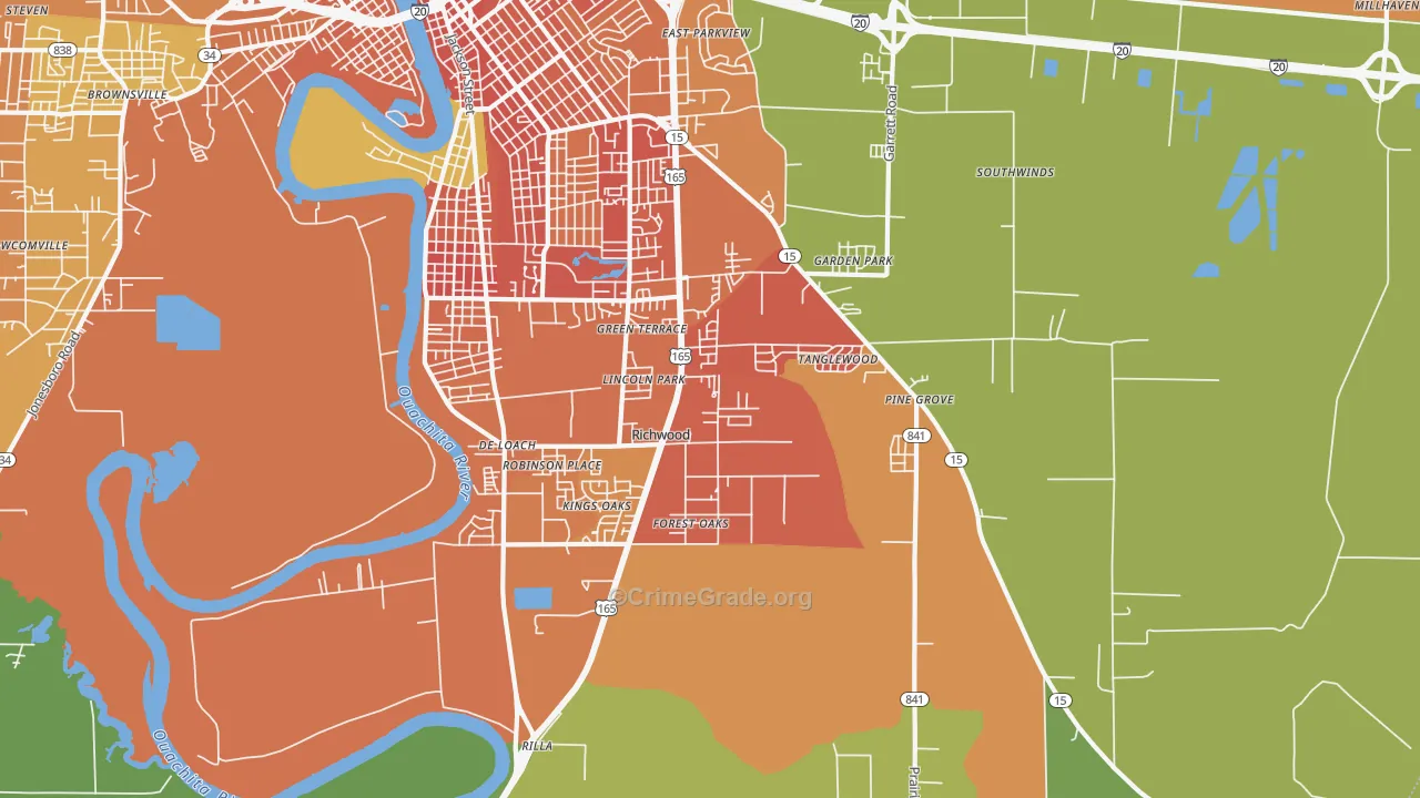 Richwood, LA Map of Vandalism Rates
