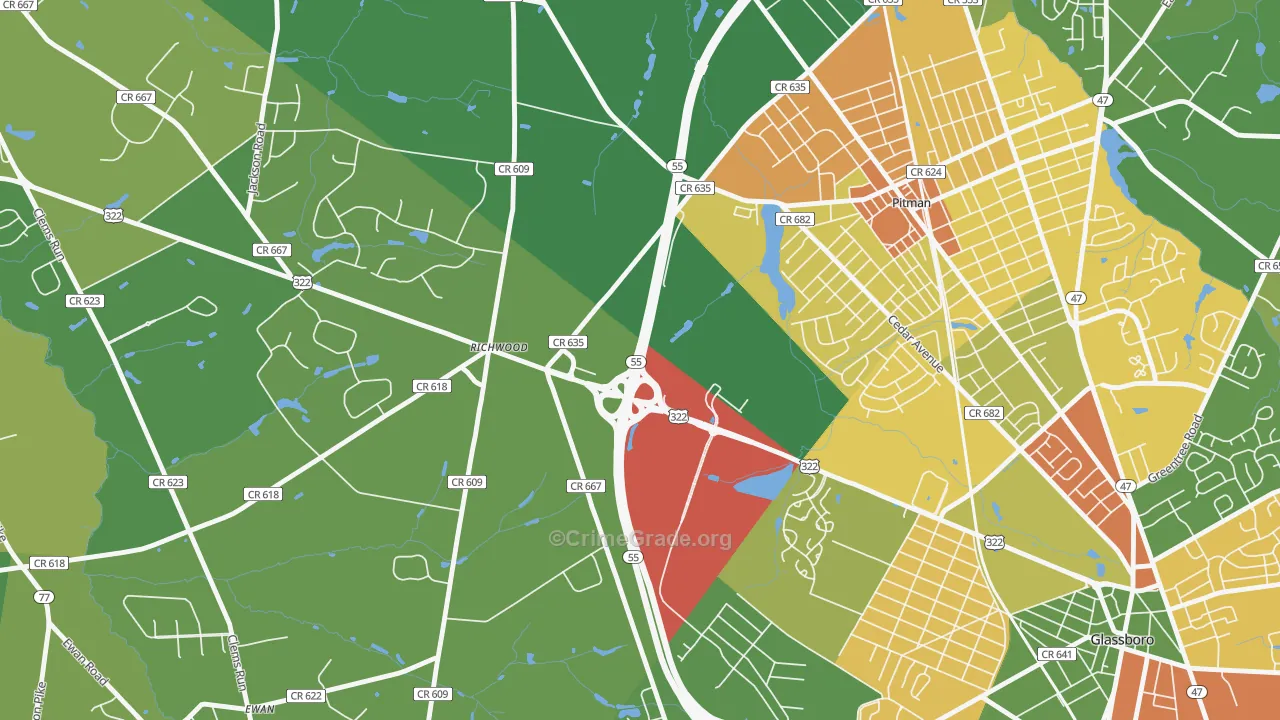 Richwood, NJ Map of Vandalism Rates