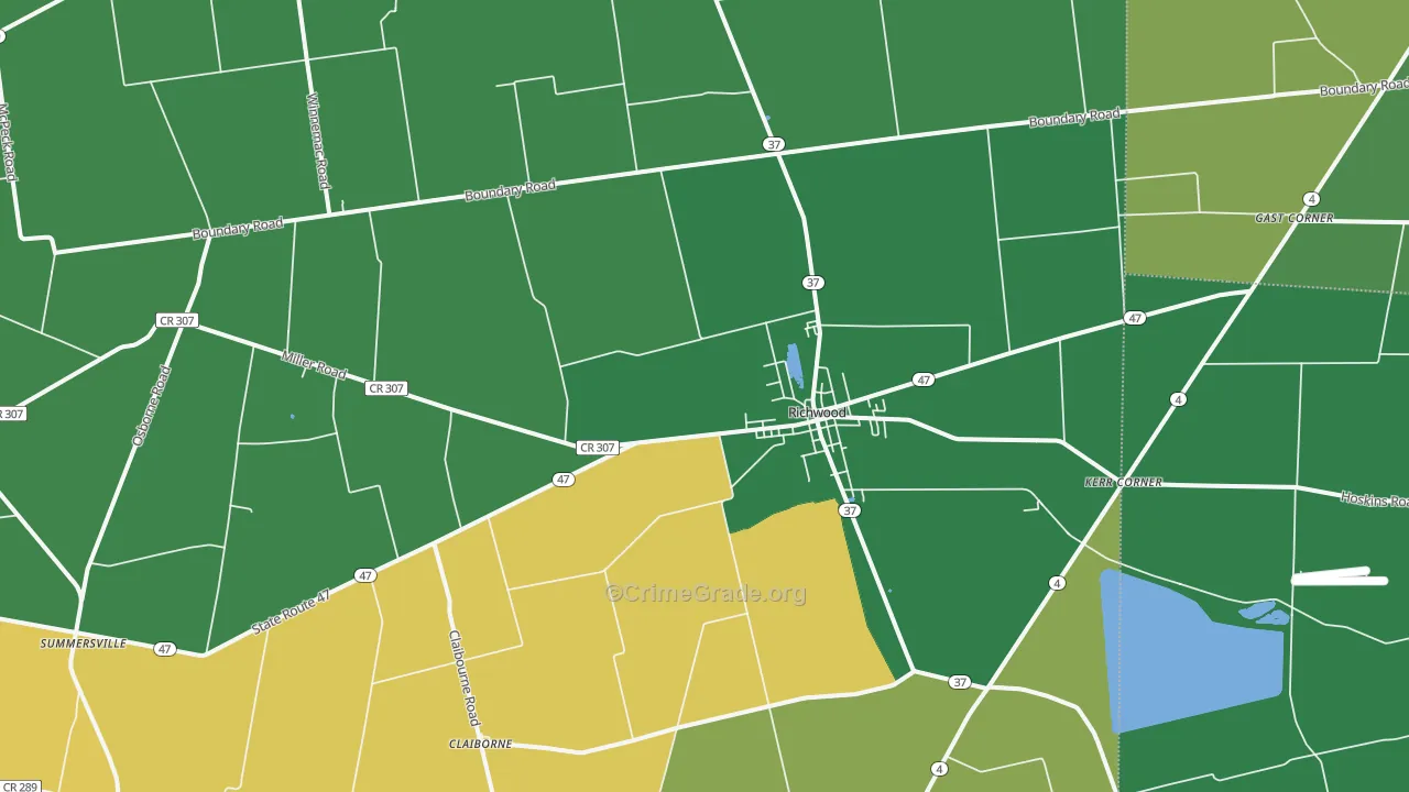 Richwood, OH Map of Vandalism Rates