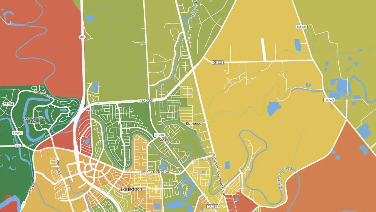 Richwood, TX Map of Vandalism Rates