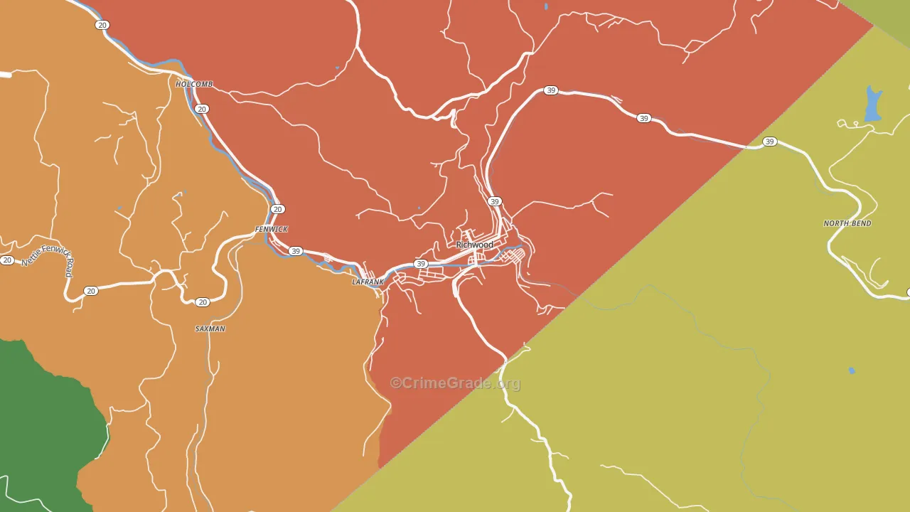 Richwood, WV Map of Vandalism Rates