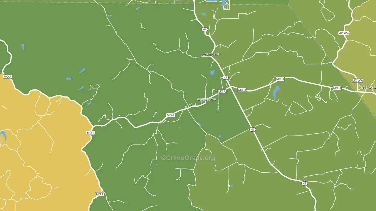 Richwoods, MO Map of Vandalism Rates