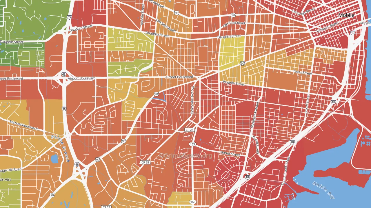 Rickarby, Mobile, AL Map of Vandalism Rates