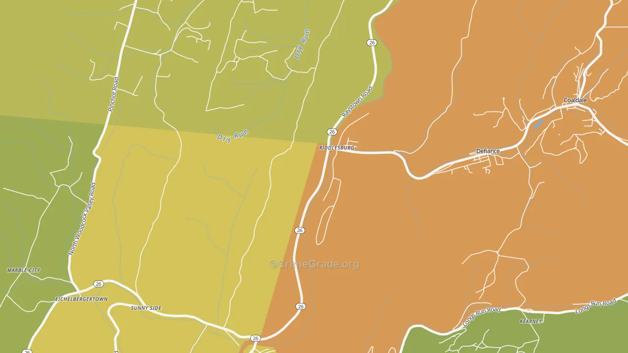 Riddlesburg, PA Map of Vandalism Rates
