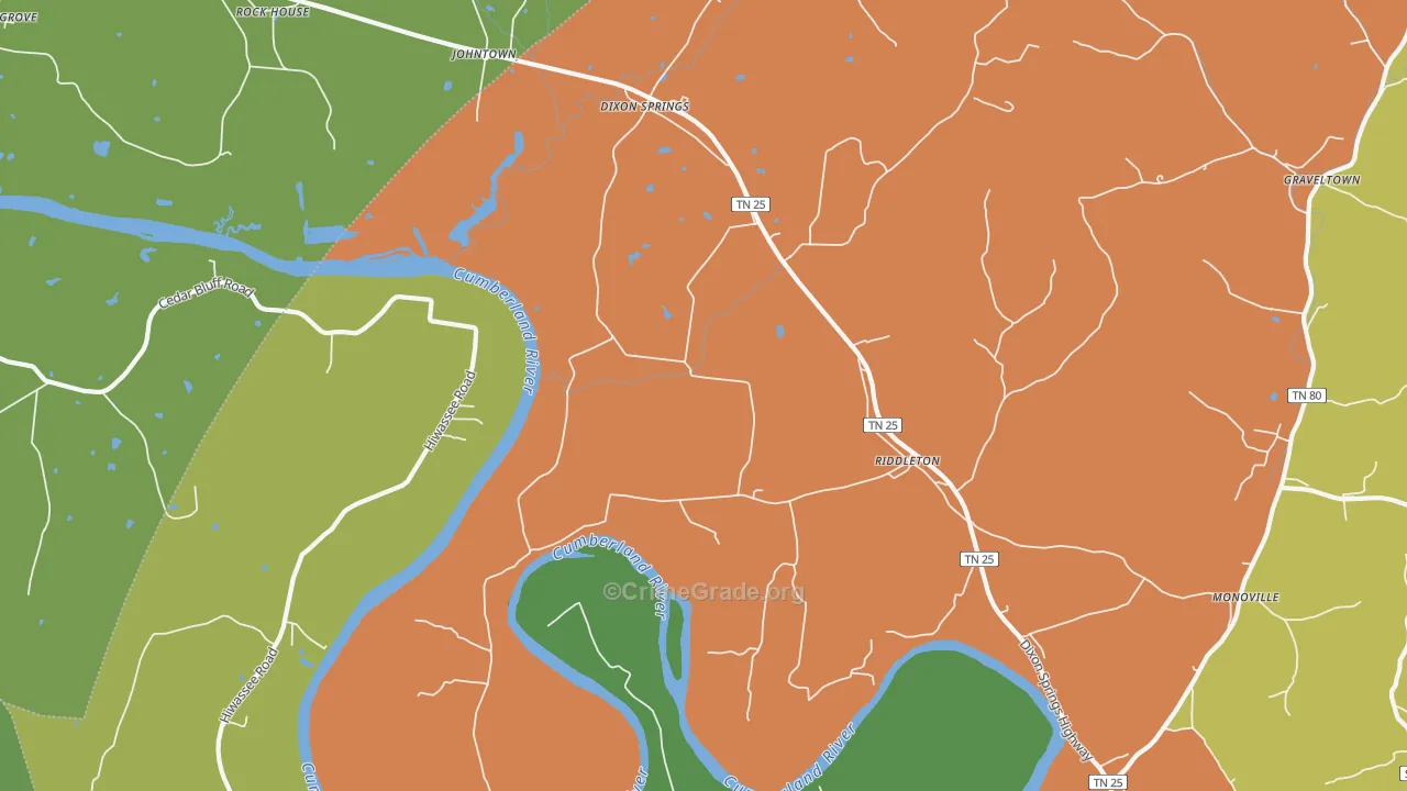Riddleton, TN Map of Vandalism Rates