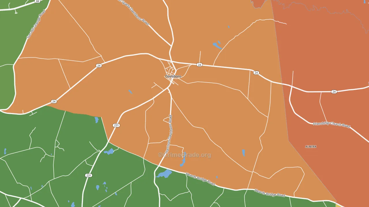Riddleville, GA Map of Vandalism Rates