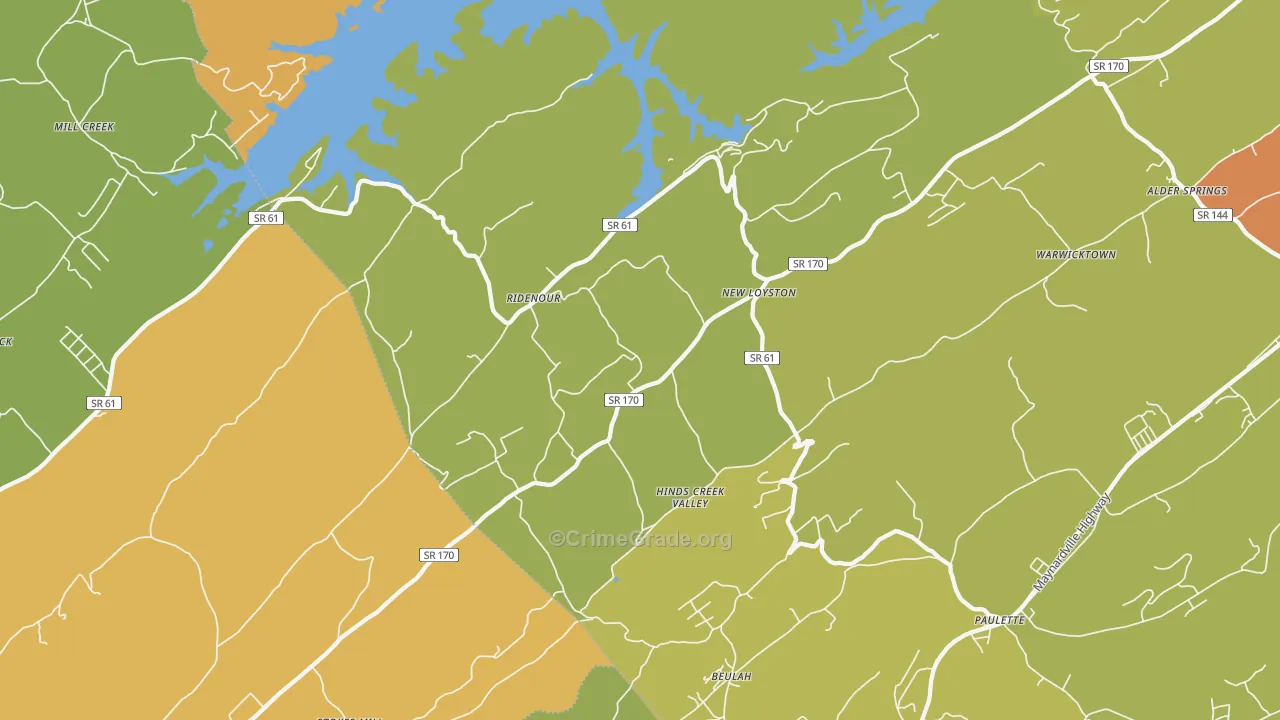 Ridenour, TN Map of Vandalism Rates