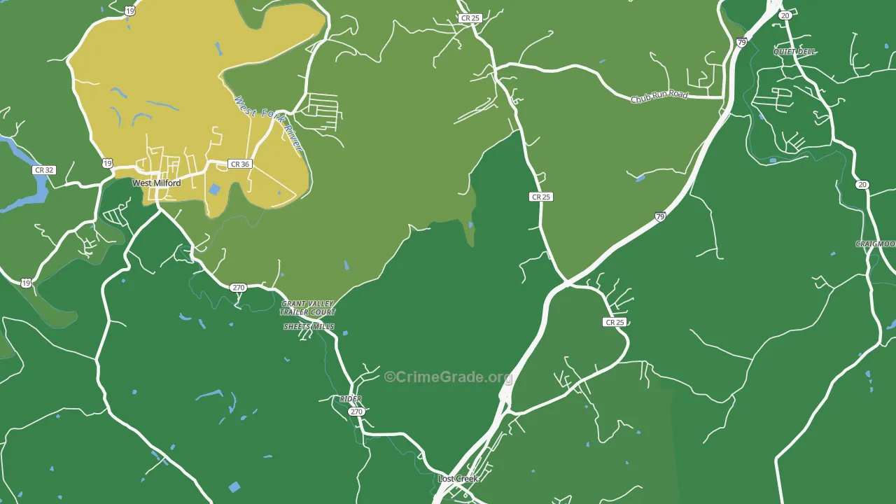 Rider, WV Map of Vandalism Rates