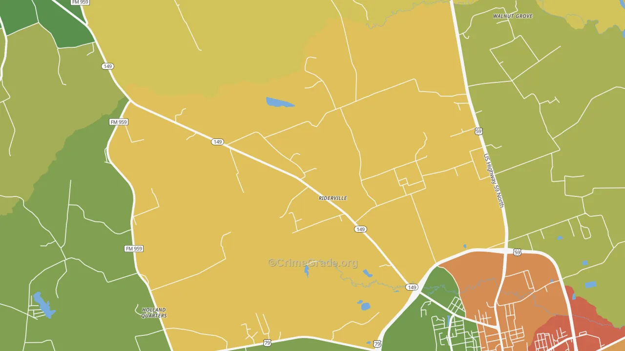 Riderville, TX Map of Vandalism Rates