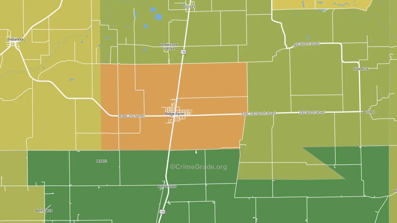 Ridge Farm, IL Map of Vandalism Rates