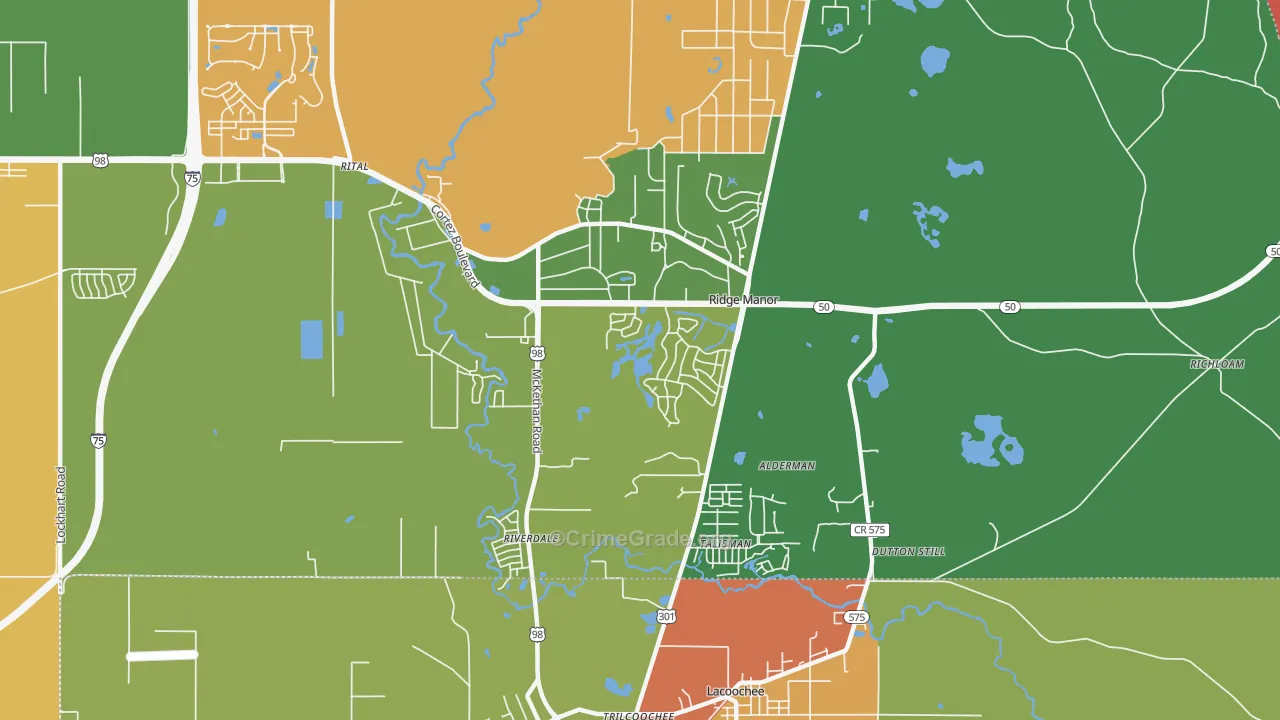 Ridge Manor, FL Map of Vandalism Rates