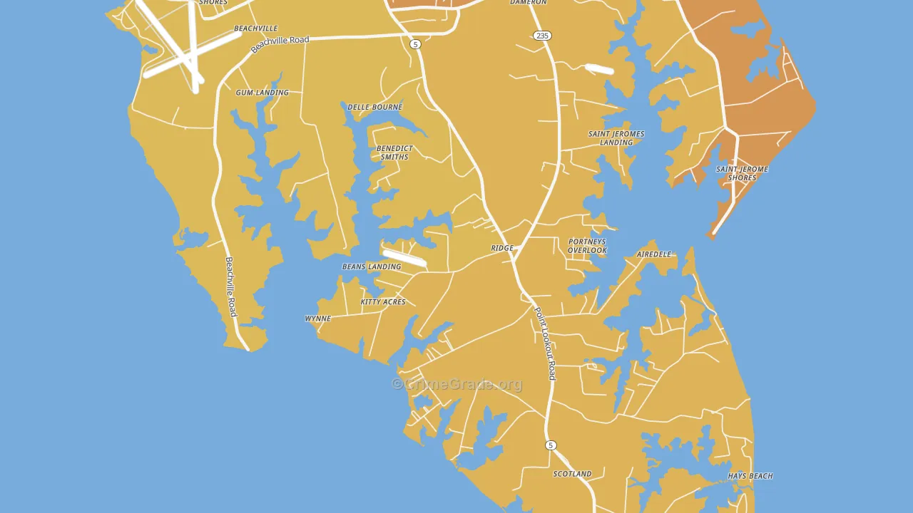 Ridge, MD Map of Vandalism Rates