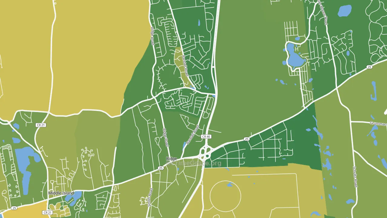 Ridge, NY Map of Vandalism Rates