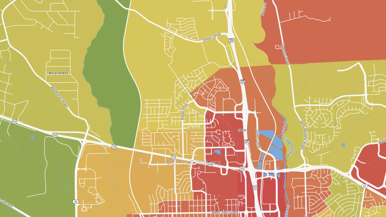 Ridge, Pueblo, CO Map of Vandalism Rates