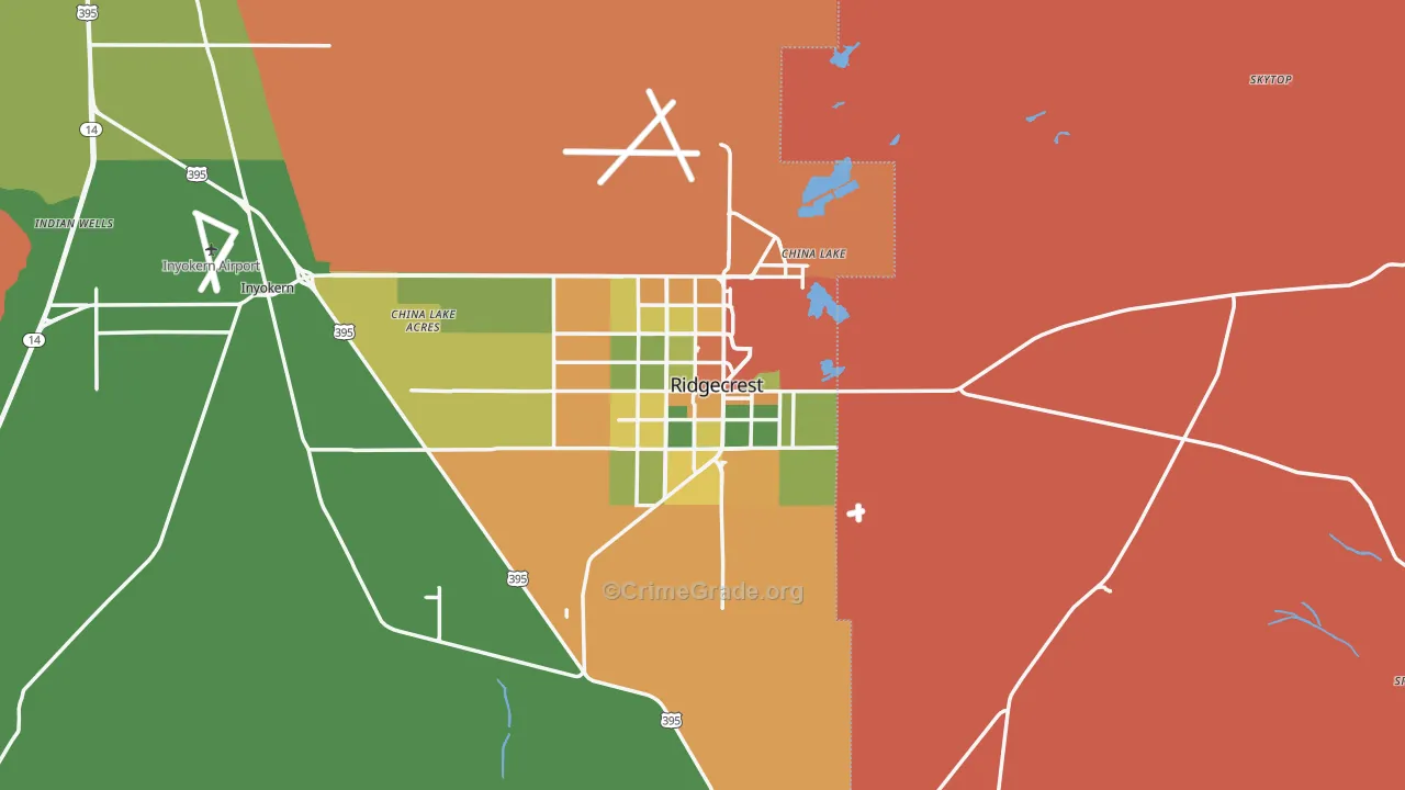 Ridgecrest, CA Map of Vandalism Rates