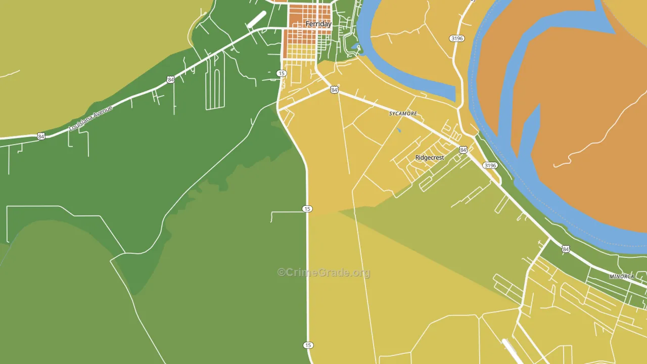 Ridgecrest, LA Map of Vandalism Rates